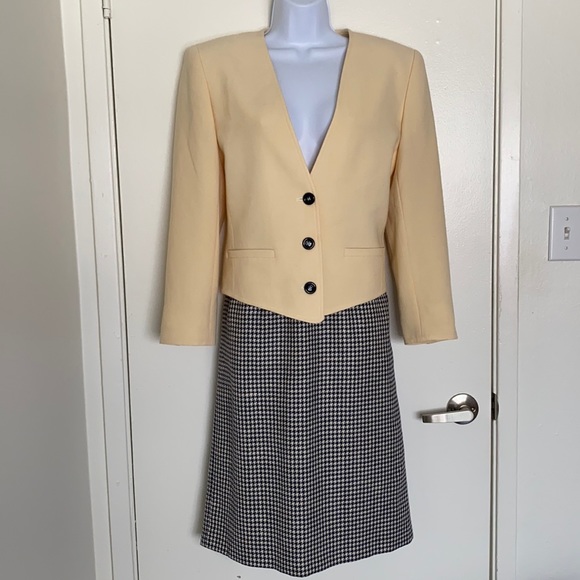 Valentino Miss V Vintage Houndstooth Skirt- Jacket Set - Picture 1 of 8